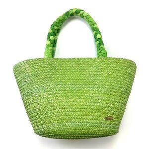 Cappelli NWT straw handbag kiwi green straw with braided handle zip top